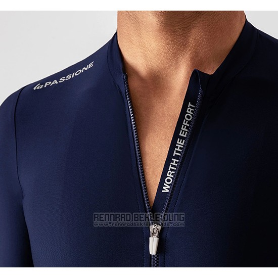 2019 Fahrradbekleidung La Passione Blau Wei Trikot Kurzarm und Tragerhose